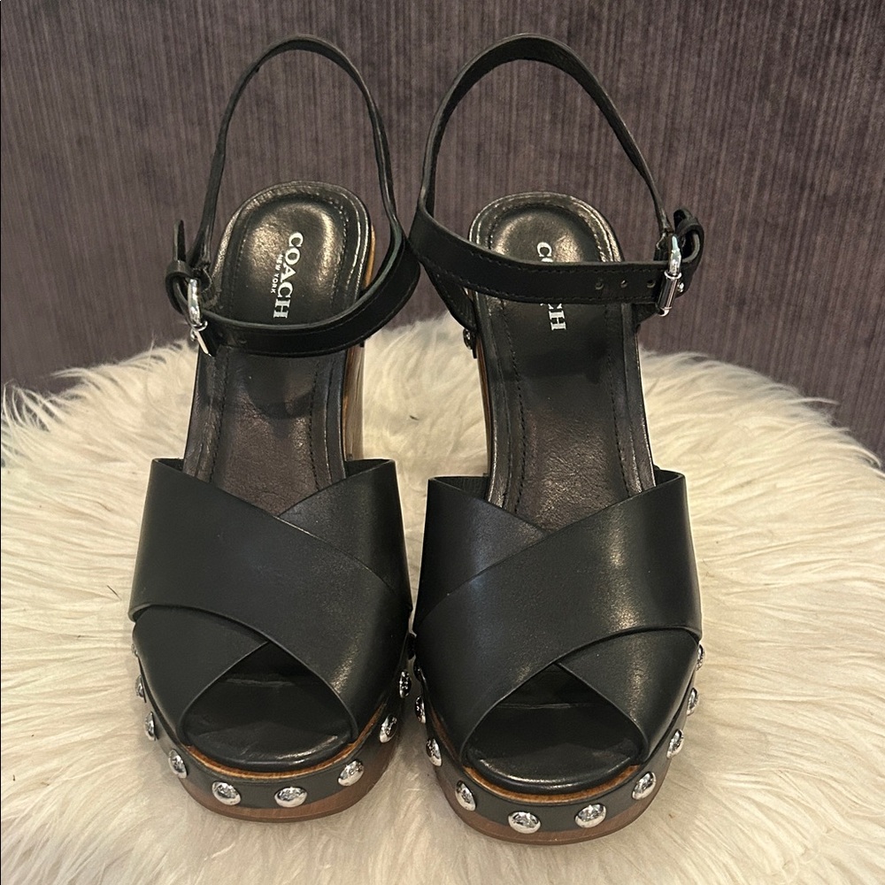 Coach Black Studded Platform Heels